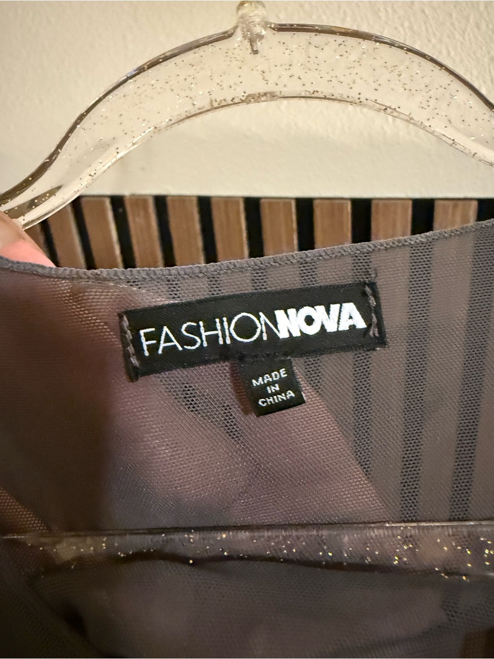 Fashion Nova Gray Sheer Ribbed Tank Bodysuit - Picture 5 of 7